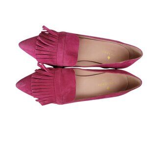 Women's Kate Spade Pink Fringe Chunky Heels Suede 7